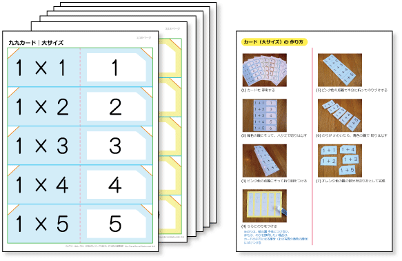 九九カード　（かけ算九九の練習カード）　大サイズ