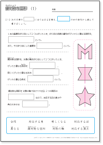 小学６年生の算数 　線対称な図形　問題プリント