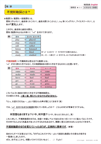 【動詞】 不規則動詞 活用表 / 解説 / 練習問題