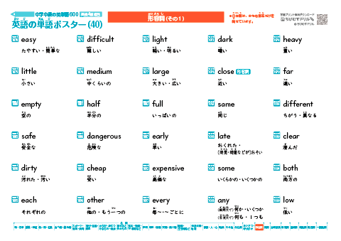 英単語ポスター(40) 中学中級・英検4級相当