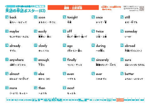 英単語ポスター(43) 中学中級・英検4級相当