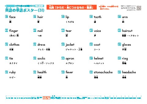 英単語ポスター(31) 中学中級・英検4級相当