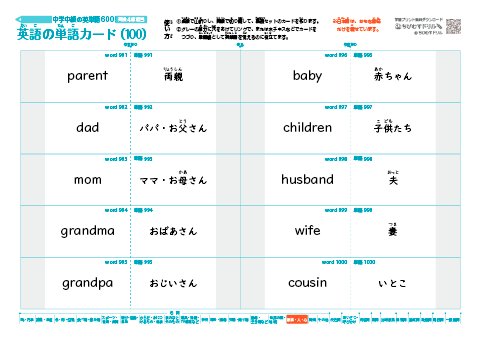 中学中級の英単語帳（600語）(100)
