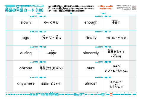 中学中級の英単語帳（600語）(118)
