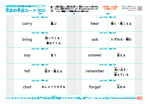 中学中級の英単語帳（600語）(123)