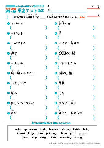中学中級 英単語(600語) 和英テスト［ランダム出題］(56)