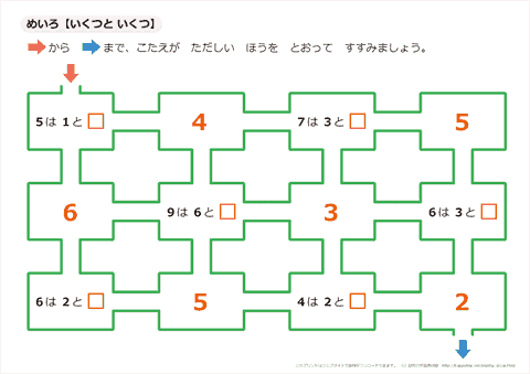 【いくつといくつ】 練習プリント （数の合成・分解） ②