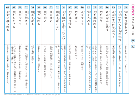 慣用句　一覧プリント　【21】～【40】