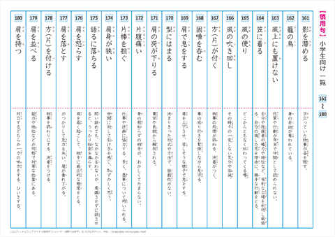 慣用句　一覧プリント　【161】～【180】