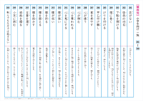 慣用句　一覧プリント　【281】～【300】