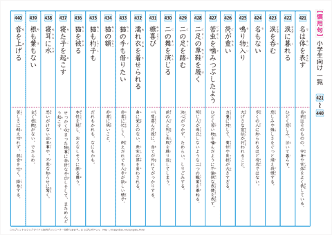 慣用句　一覧プリント　【401】～【420】
