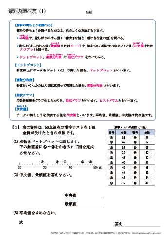 小学６年生の算数 【資料の調べ方｜度数分布表・柱状グラフ】 練習問題プリント