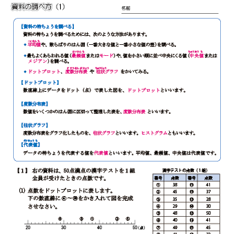 小６算数 【資料の調べ方｜度数分布表・柱状グラフ】 練習問題プリント