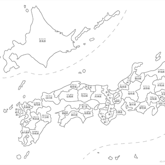 白地図（日本地図・都道府県）