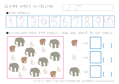 数・数字の練習プリント(2)